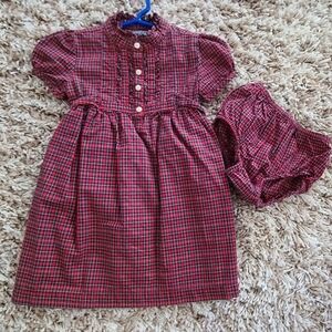 18M Baby American Living Dress Diaper Co Red Cotton Plaid Fall Holiday Christmas